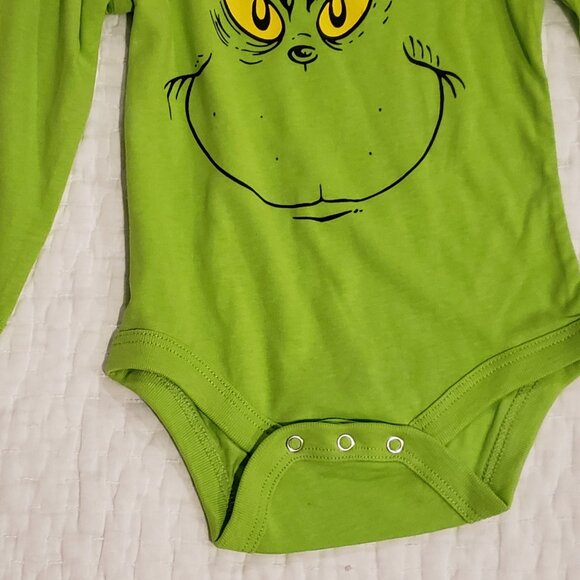NWT: Dr. Suess:  2 The Grinch Christmas Baby Long Sleeve Body Suits Size - Picture 6 of 8
